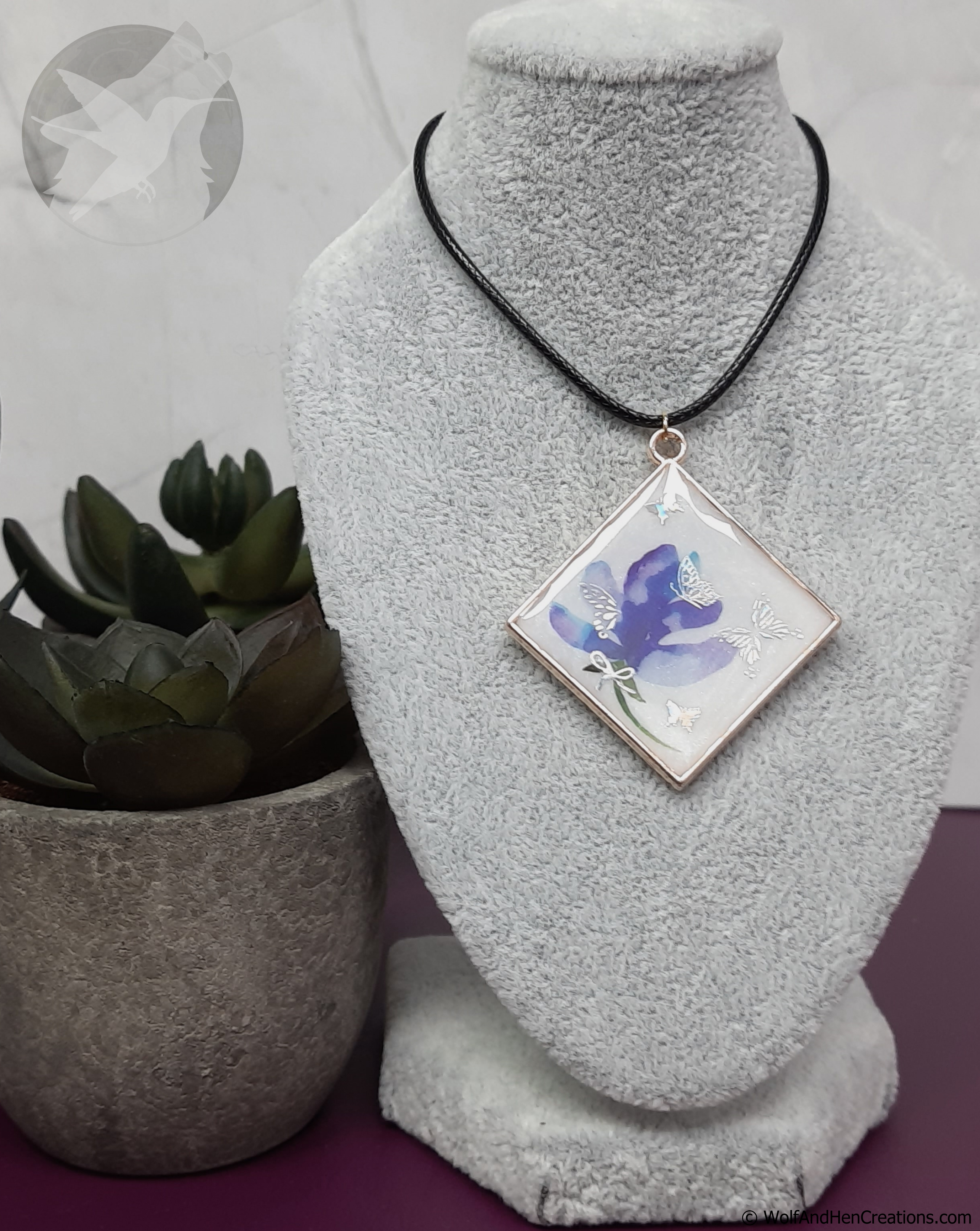 Blue Watercolour Bloom Pendant