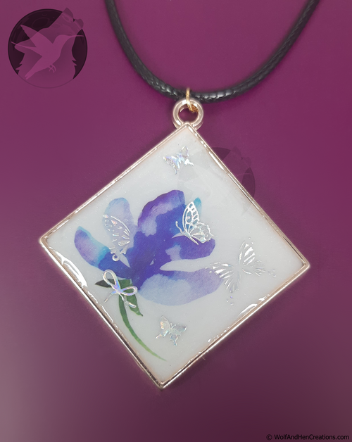 Blue Watercolour Bloom Pendant