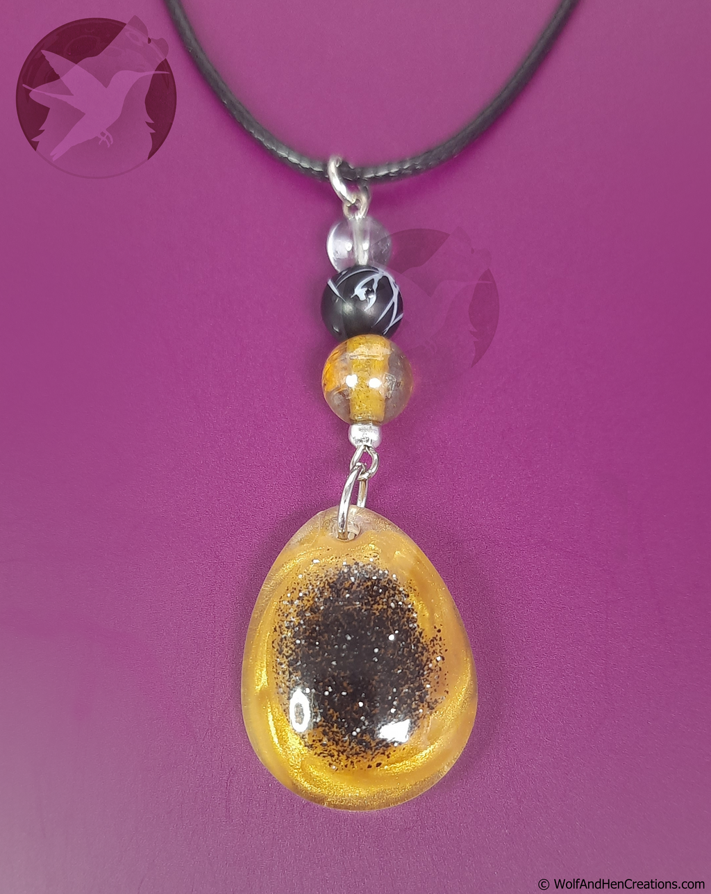 Gold & Black Galaxy Swirl Necklace
