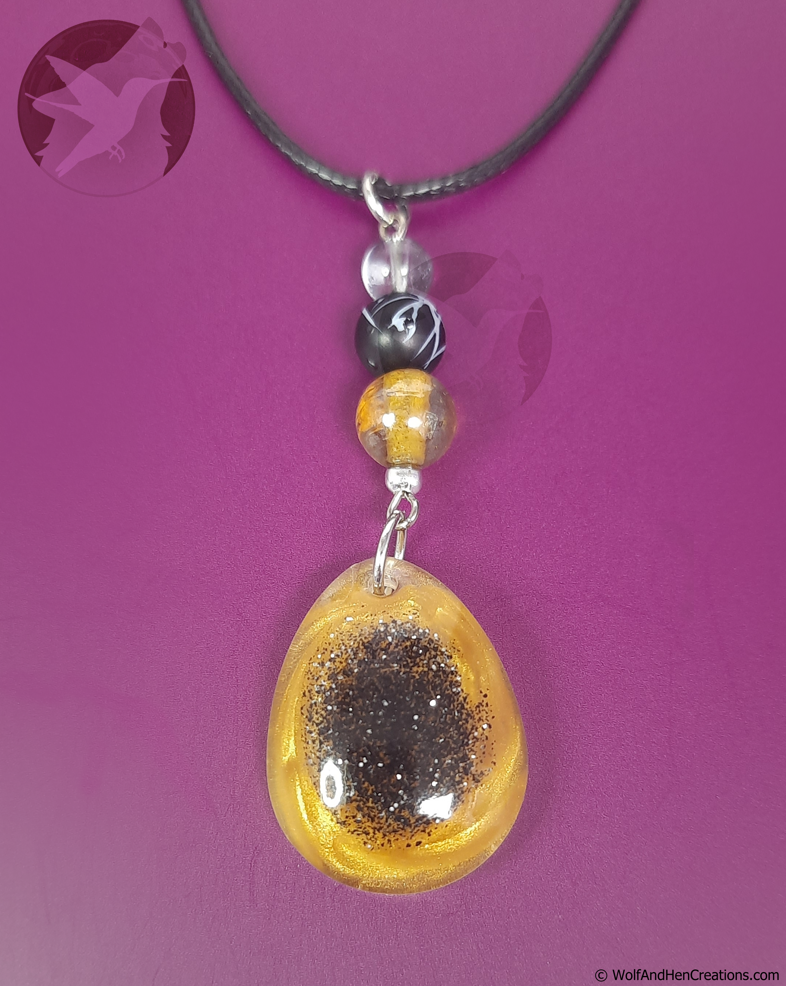 Gold & Black Galaxy Swirl Necklace