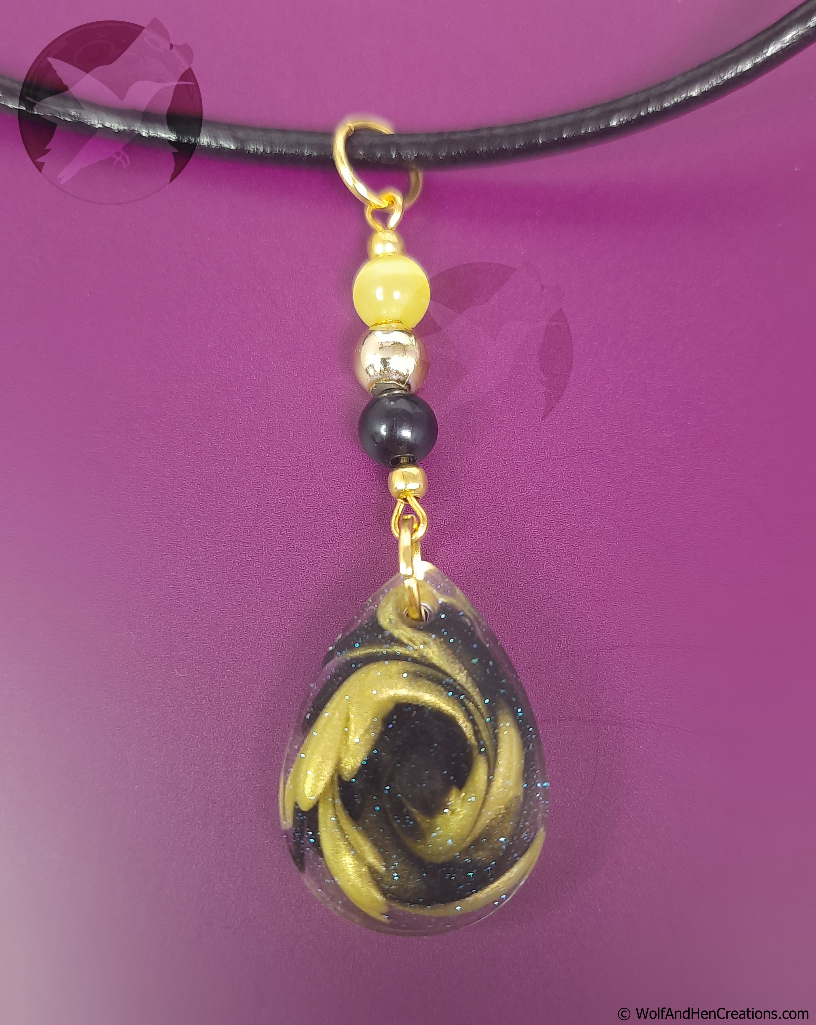 Gold and Black Swirl Pendant