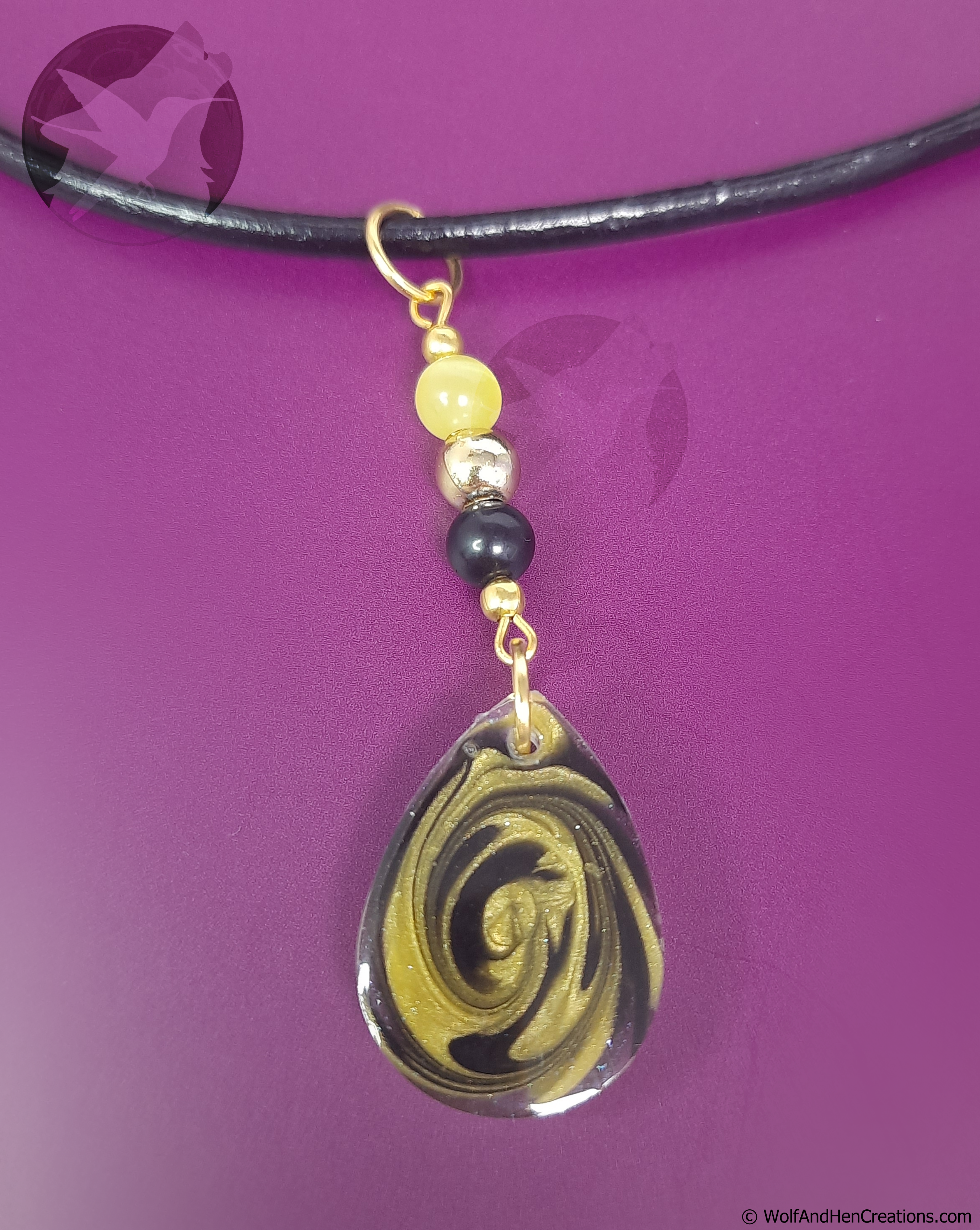 Gold and Black Swirl Pendant